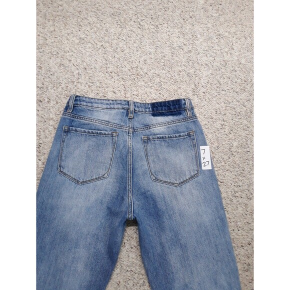 7x27 Shop Stevie high-rise straight leg ripped distressed Raw Fray hem - Picture 4 of 6